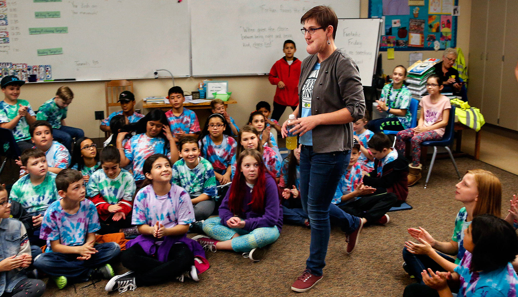 The kids are reading the book “Wonder,” which is about a child with a similar condition. (Dan Bates / The Herald)