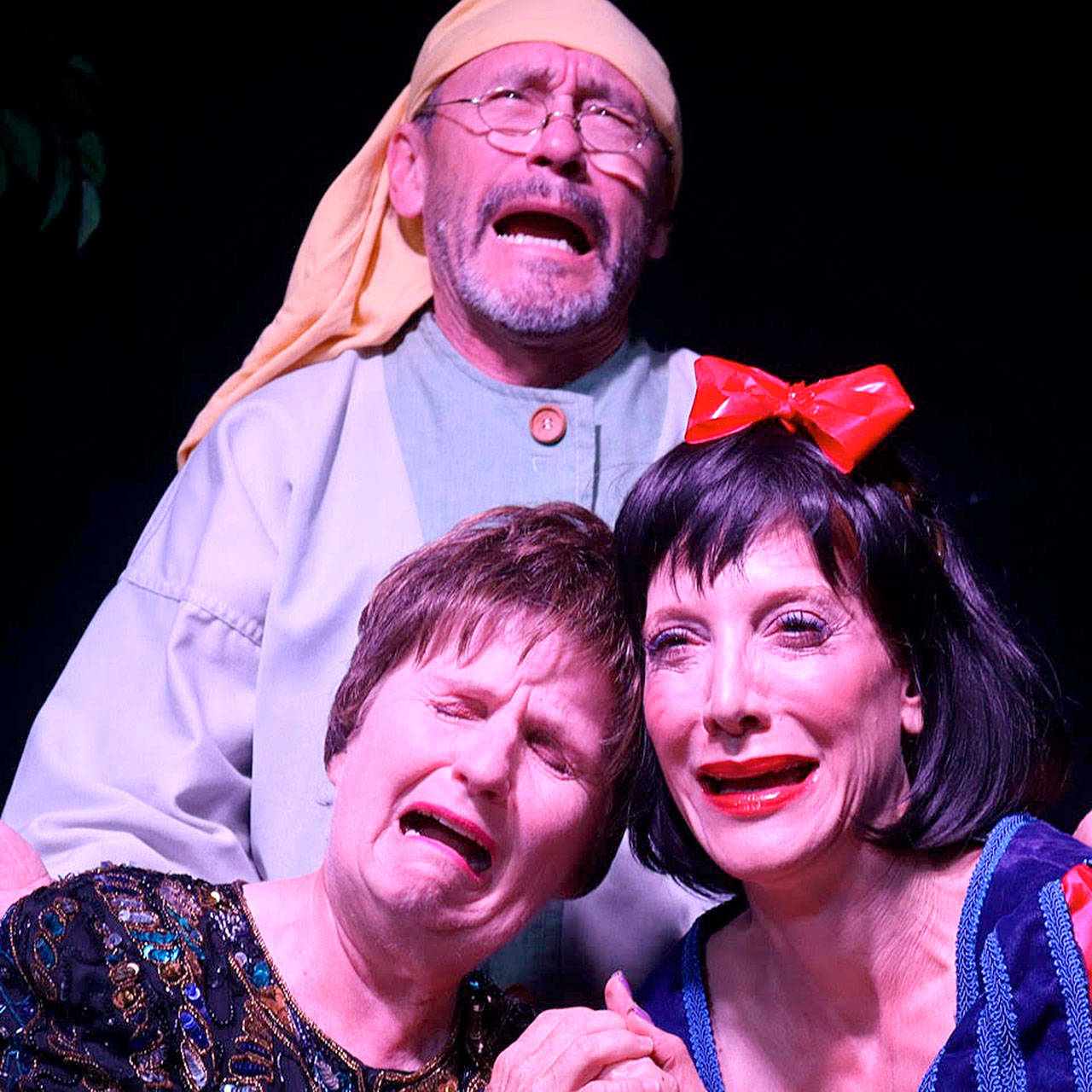 Melanie Calderwood, Michael McFadden and Debra Rich Gettleman star in Phoenix Theatre’s production of “Vanya and Sonia and Masha and Spike.” Photo by Eric Lewis