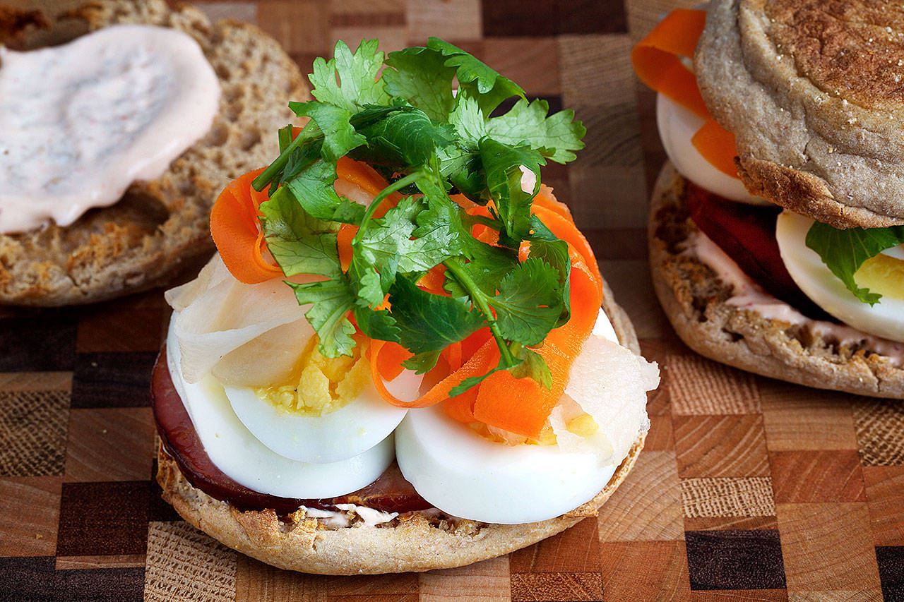 Make-ahead banh mi breakfast sandwiches. (Deb Lindsey for The Washington Post)