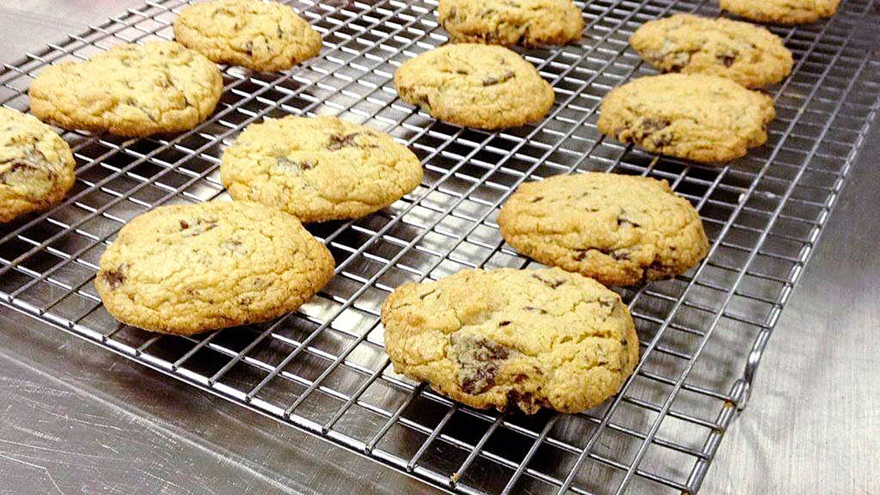 Chocolate chunk cookies with sea salt are made with brown and white sugar. (Susan M. Selasky/Detroit Free Press)