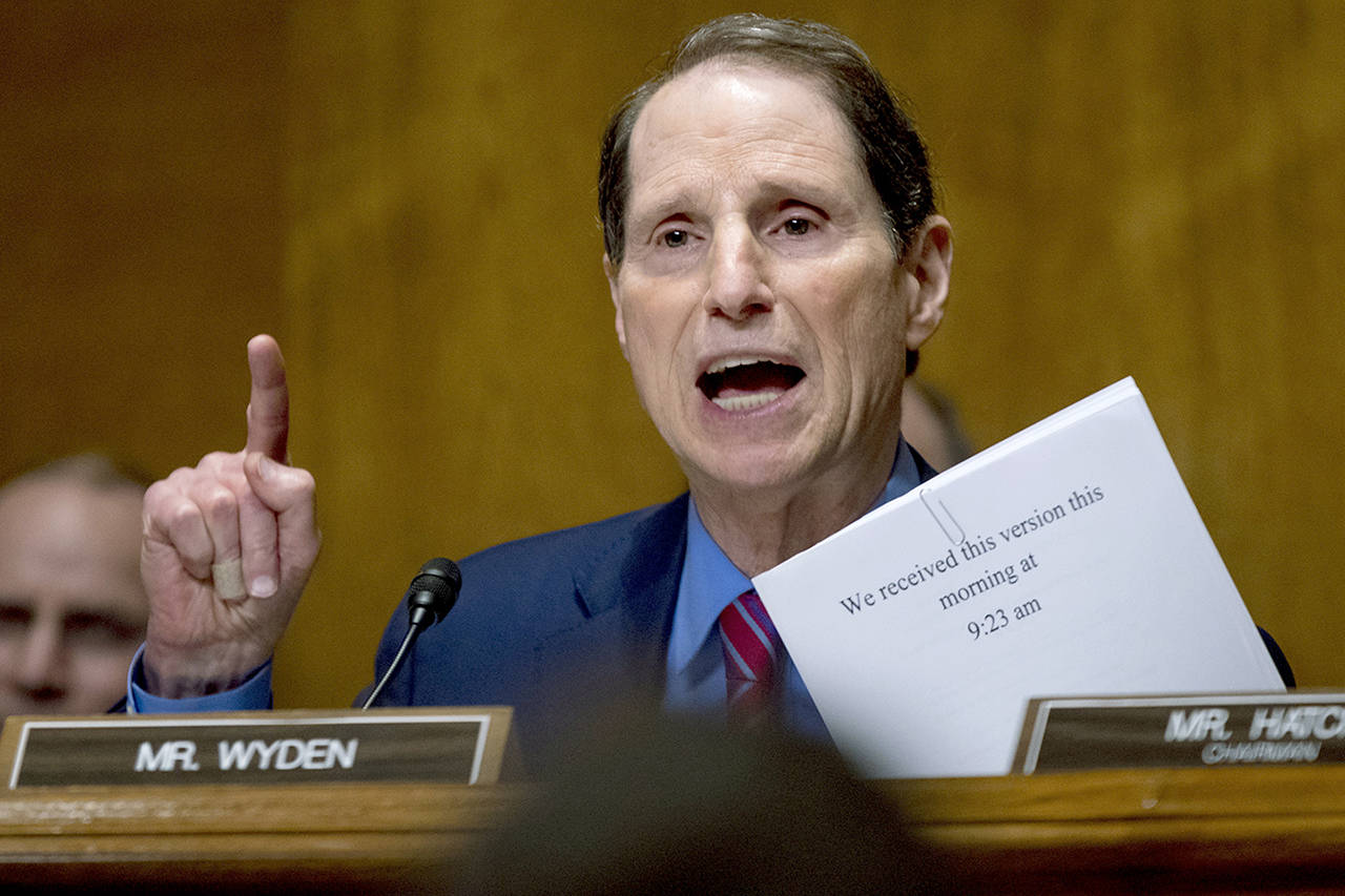 In this Sept. 25 photo, Sen. Ron Wyden, D-Ore., speaks on Capitol Hill in Washington. (AP Photo/Andrew Harnik, file)