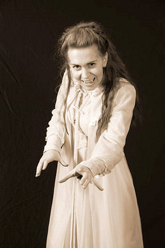 Hanna Destiny Lynn stars as Lucy in the Driftwood production of “Dracula” by Seattle playwright Steven Dietz. (Dale Sutton)