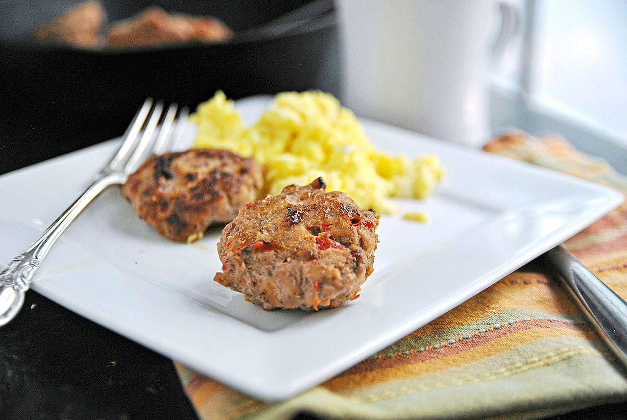 These maple breakfast sausages are made with ground turkey, a lean meat that is lower in calories than the traditional pork. (Gretchen Mckay/Post-Gazette)
