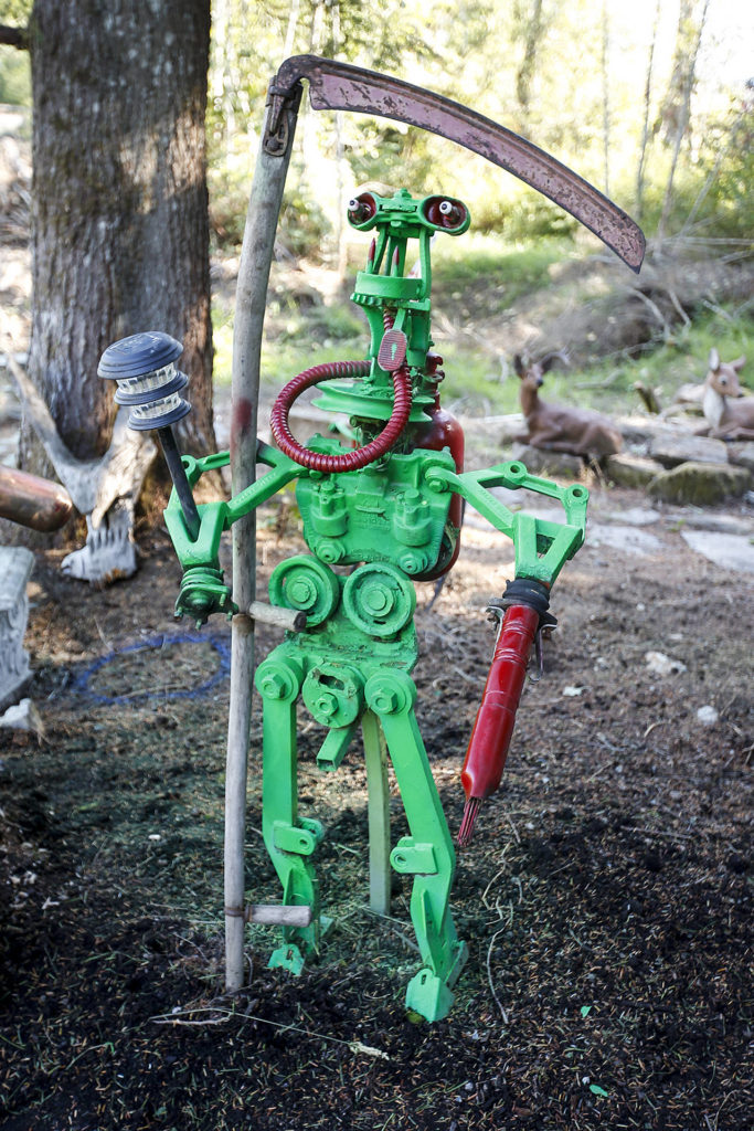 Colin Nolan’s sculptures are a way for him to repurpose pieces that would otherwise go to waste. (Ian Terry / The Herald)
