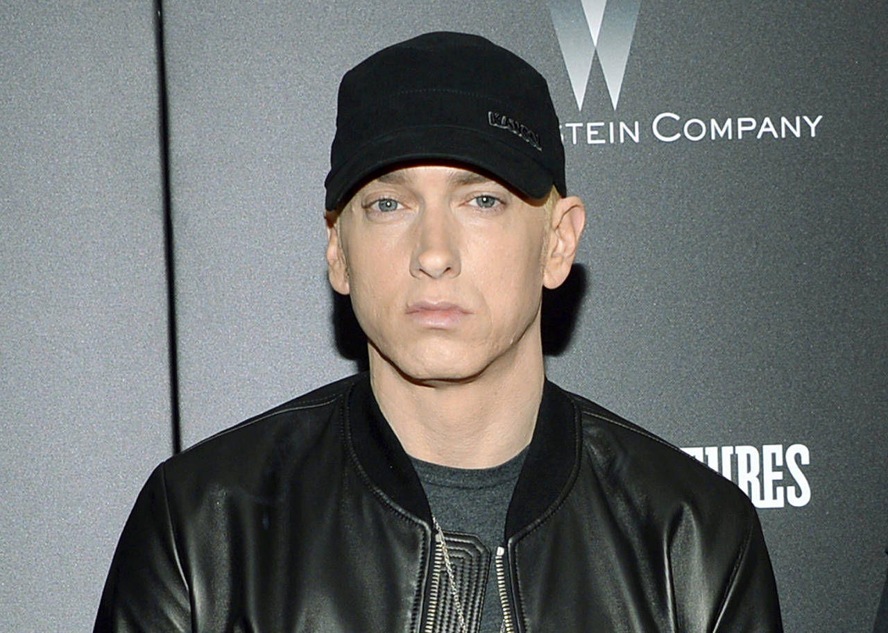 In this July 2015 photo, Eminem attends the premiere of “Southpaw” in New York. (Photo by Evan Agostini/Invision/AP, File)