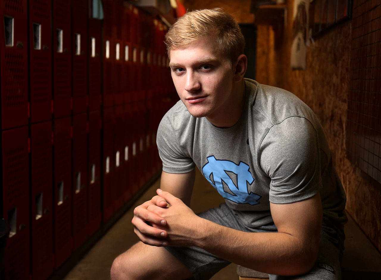 Stanwood’s Mason Phillips has verbally committed to wrestle at the University of North Carolina next season. (Kevin Clark / The Herald)