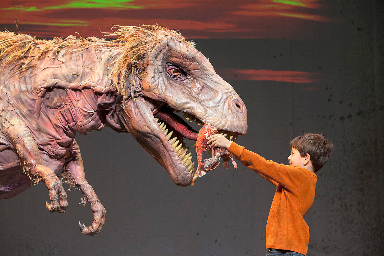 T-Rex and friend at Dinosaur Zoo Live. Photo by C. Waits