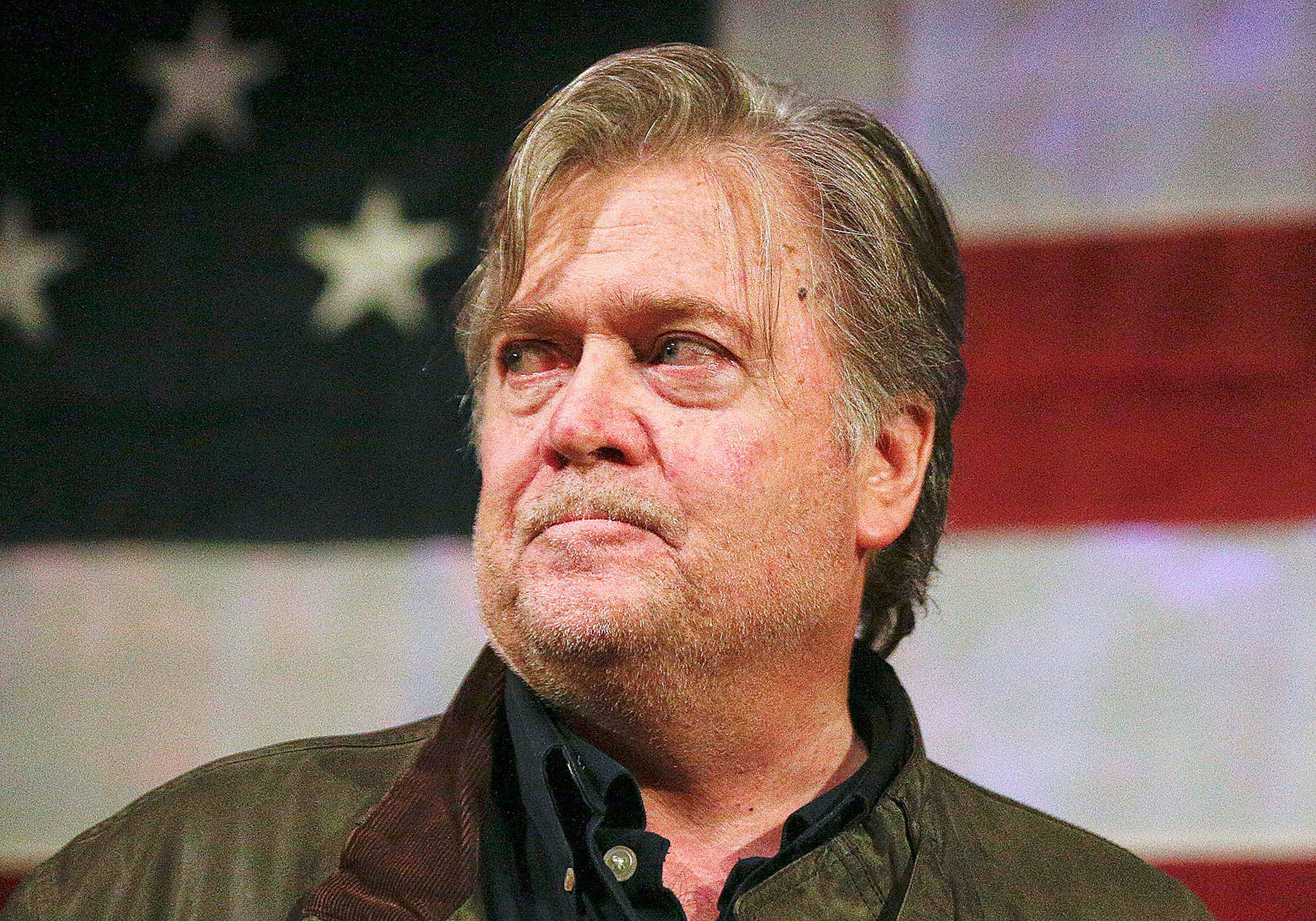 Former presidential strategist Steve Bannon speaks at a rally for U.S. Senate hopeful Roy Moore, in Fairhope, Alabama, on Sept. 25. (AP Photo/Brynn Anderson)