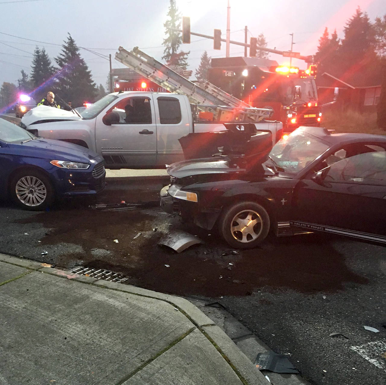 A car crash in Lake Stevens was fatal Thursday morning. Two others involved in the crash were taken to a local hospital. (City of Lake Stevens)