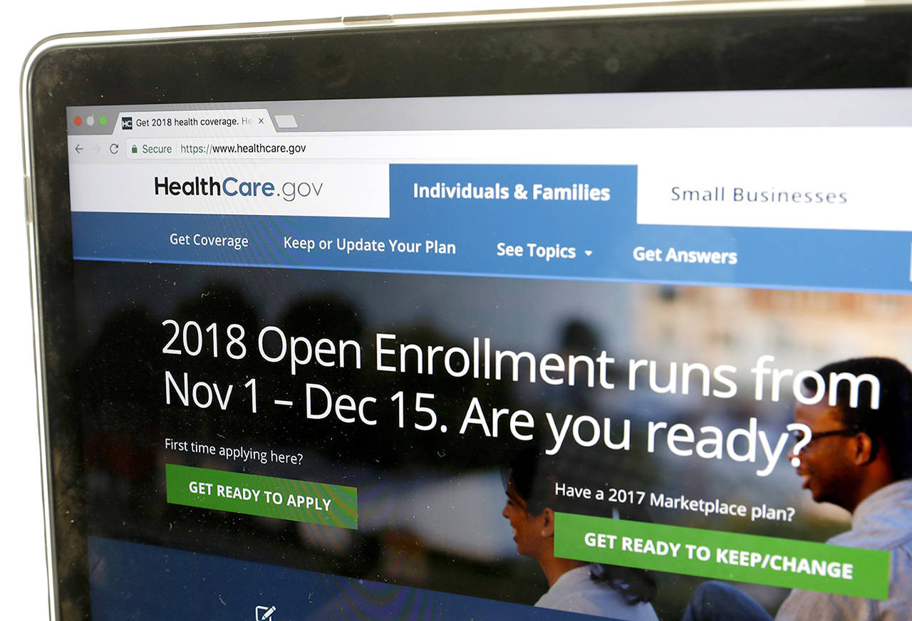 The Healthcare.gov website is seen on a computer screen Oct. 18 in Washington. (AP Photo/Alex Brandon)