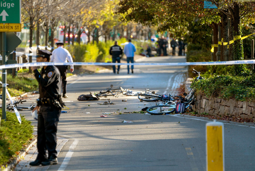 /Craig Ruttle / associated press
Bicycles and debris remain on a bike path near the World Trade Center memorial, where a motorist struck and killed at least eight people Tuesday in New York.
