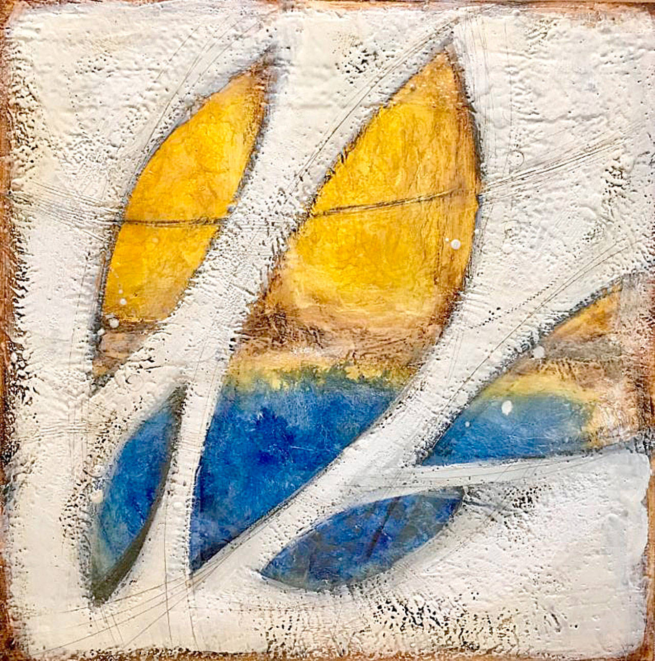 An encaustic “Remnant Series I” by Tracy Kay Felix will be displayed in November at Cole Gallery in Edmonds.