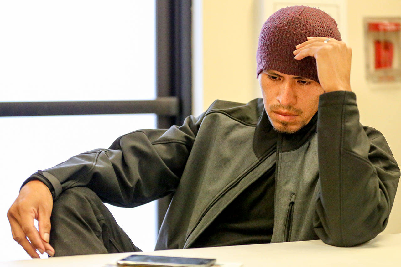 Marcos Sandoval recalls the day of his son’s death on Oct. 4. (Kevin Clark / The Herald)