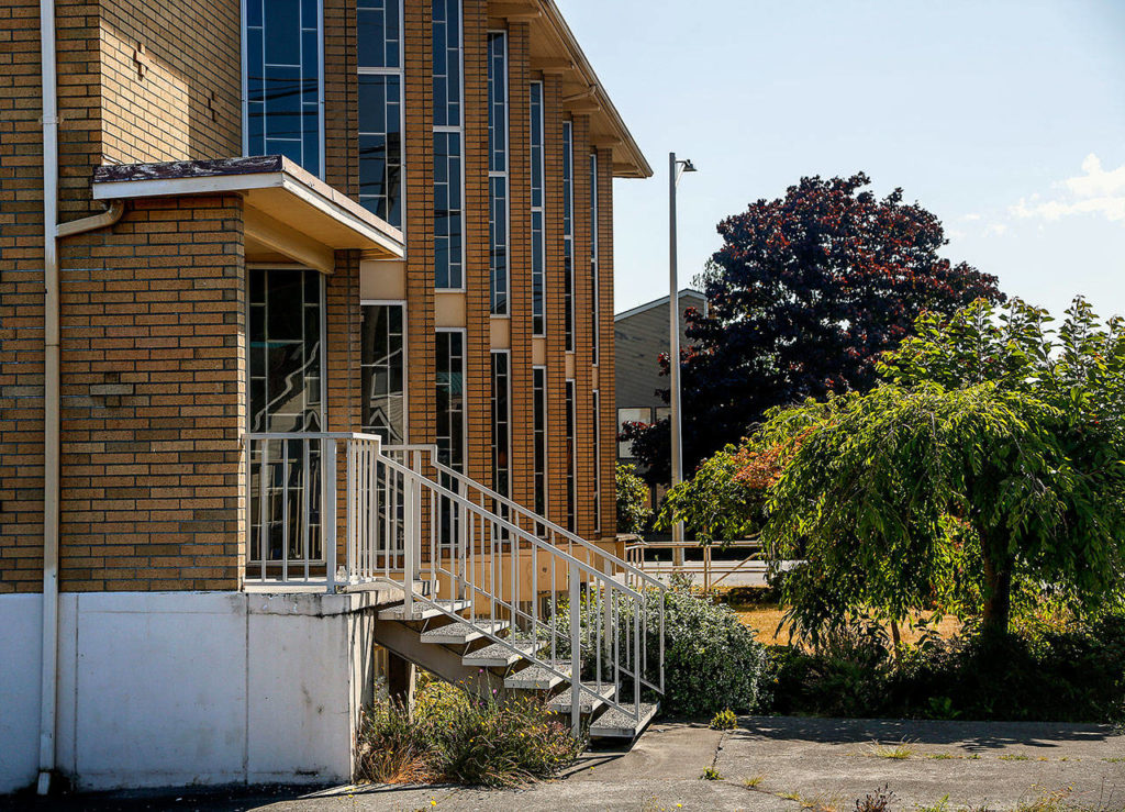 The former First United Methodist Church at 3530 Colby Ave. in Everett will be torn down. A new, comprehensive center for Cocoon House will be built. (Dan Bates / The Herald)
