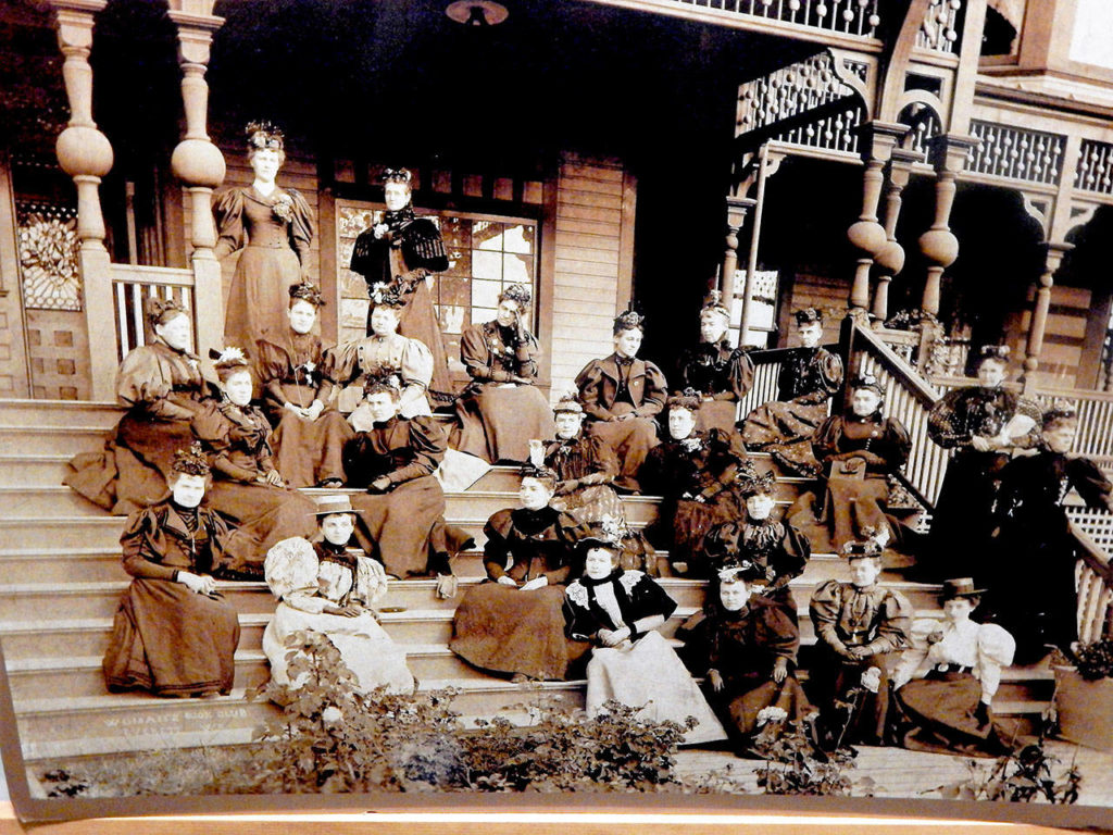 Members of the Woman’s Book Club, photographed in 1895 on the steps of the original Monte Cristo Hotel. (Photos courtesy of Everett Public Library)
