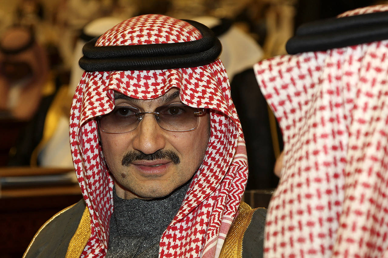 In this 2010 photo, Saudi billionaire Prince Alwaleed bin Talal al-Saud attends the speech of King Abdullah bin Abdul Aziz al-Saud of Saudi Arabia, at the Saudi Shura “consultative” council in Riyadh, Saudi Arabia. (AP Photo/Hassan Ammar, File)