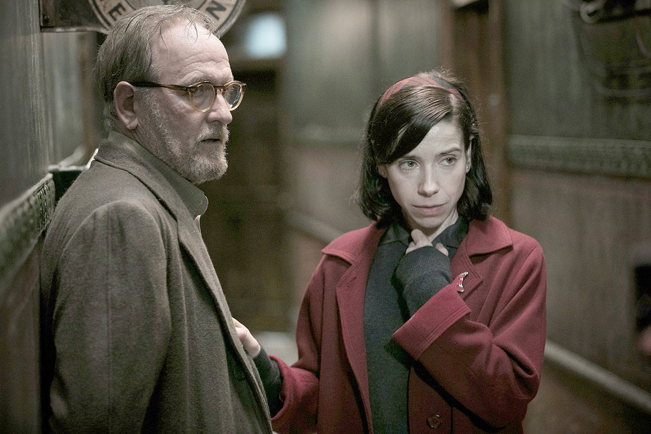 Richard Jenkins and Sally Hawkins in a scene from Guillermo del Toro’s new film, “The Shape of Water.” (Twentieth Century Fox Film Corp.)