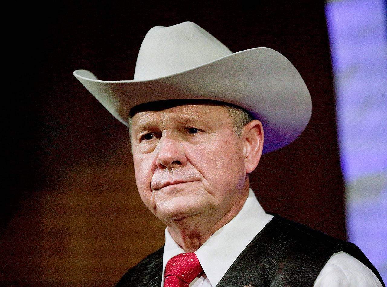 Former Alabama Chief Justice and U.S. Senate candidate Roy Moore at a rally in Fairhope, Alabama, in September. (AP Photo/Brynn Anderson, File)