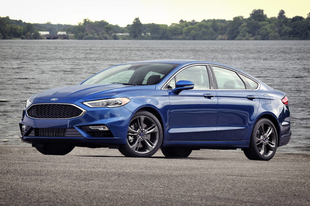 All-wheel drive is standard on the 2107 Ford Fusion Sport. The car is front-drive under normal conditions and kicks into all-wheel drive when needed. (Manufacturer photo)
