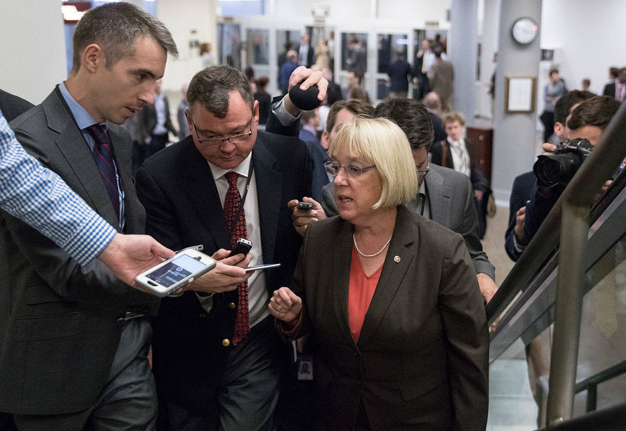Sen. Patty Murray, D-Wash., the ranking member of the Senate Health, Education, Labor, and Pensions Committee, talks to reporters on Capitol Hill in Washington. D.C., in October. (Carolyn Kaster/Associated Press)