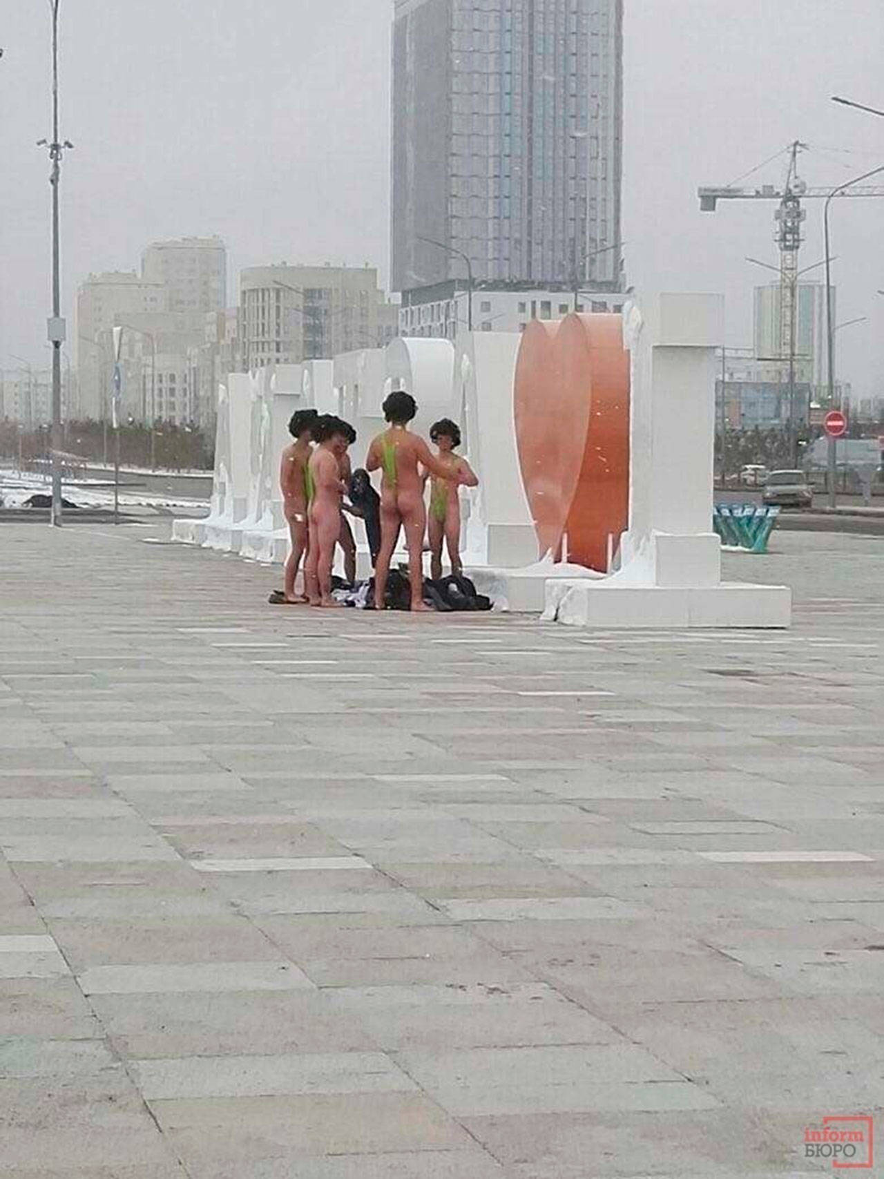A group of Czech tourists dressed in “mankinis” made famous by TV and film character Borat visited Kazakhstan and were detained by authorities in the central Asian country’s capital of Astana. (informburo.kz)