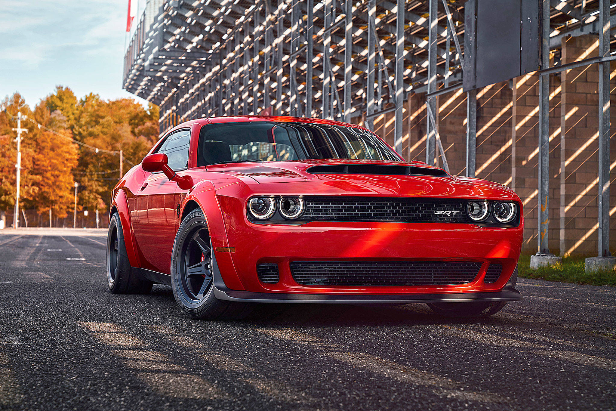 The 2018 Dodge Challenger SRT Demon is the world’s first production car to lift the front wheels at launch. (FCA US LLC)