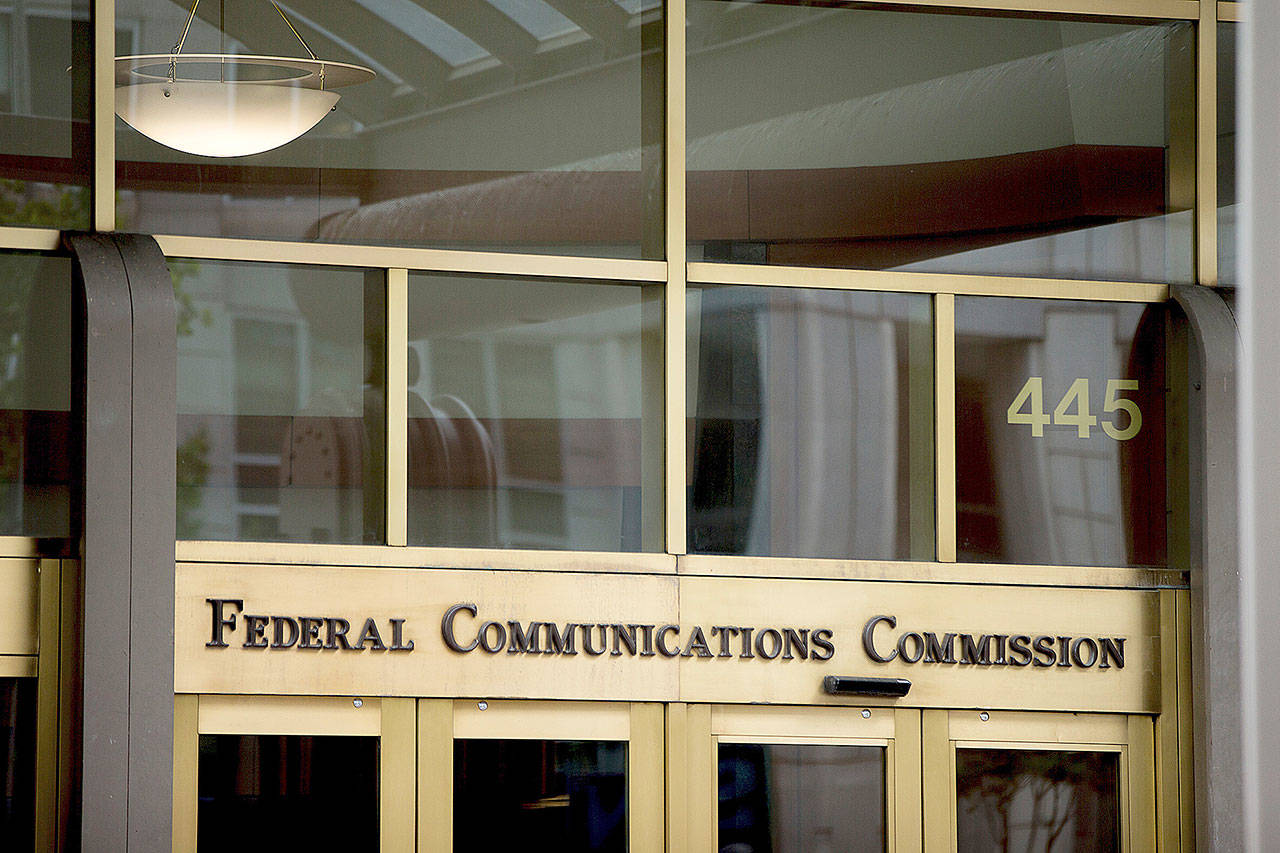 The Federal Communications Commission building in Washington is seen in 2015. (AP Photo/Andrew Harnik)