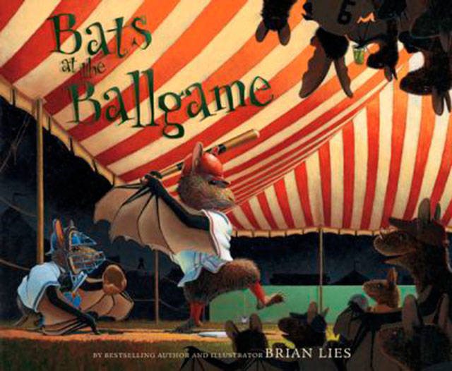 ‘“Bats at the Ballgame” by Brian Lies combines the creature and the sport equipment.