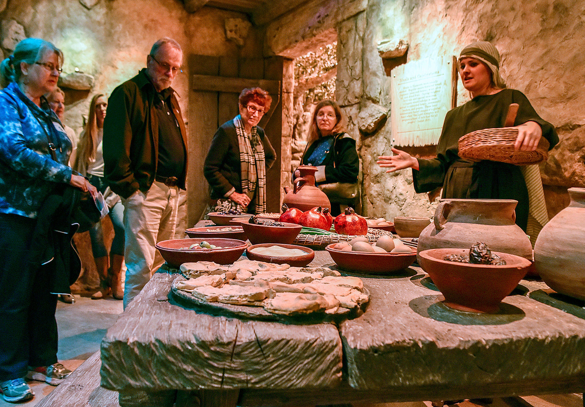 Visitors listen to a living history interpreter at the Museum of the Bible. (Washington Post/Bill O’Leary )