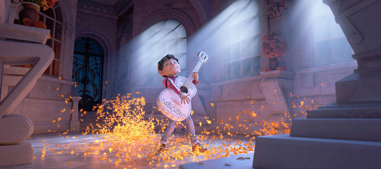 Miguel dreams of becoming an accomplished musician like the celebrated Ernesto de la Cruz in the Disney Pixar film “Coco.” (Pixar)