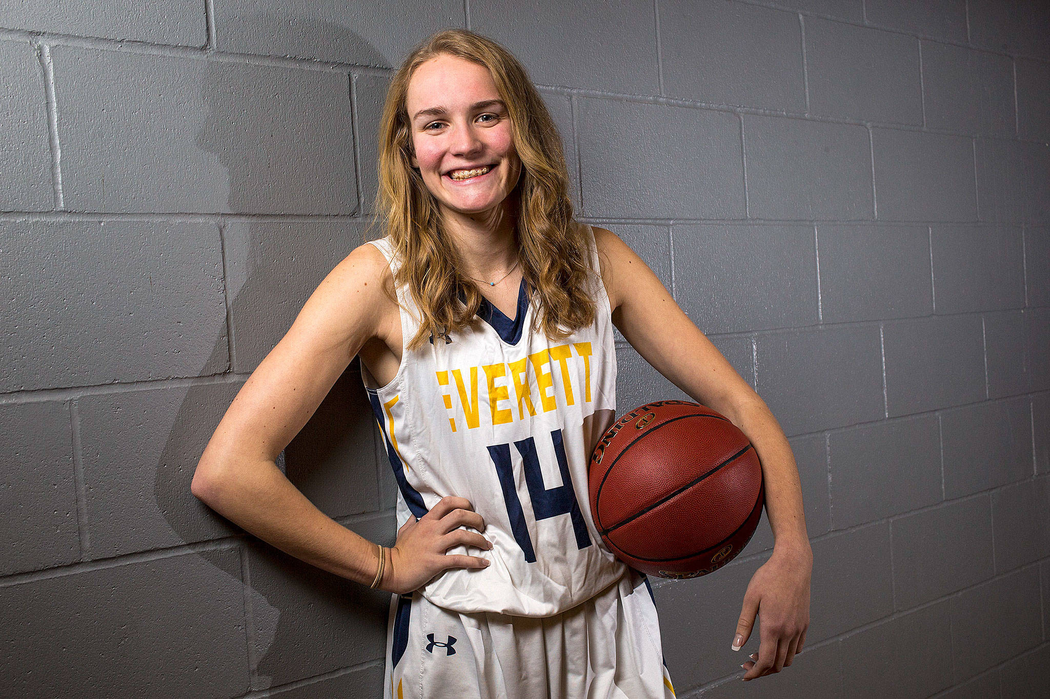 Everett High’s Kate Poland is one of the best returning players in Wesco 3A and is involved in many school activities off the court, including spearheading her school’s annual food drive. (Andy Bronson / The Herald)