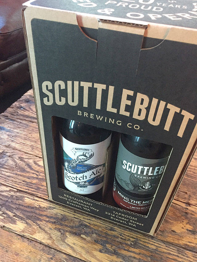 Scuttlebutt Brewing is packaging 22-ounce bottles of its 2017 Barrel-aged Scotch Ale with Ming the Merciless, Jalapeno Tripel 7 and Raspberry Moeite. (Aaron Swaney)