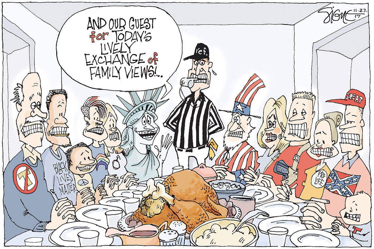 Editorial cartoons for Thanksgiving, Thursday, Nov. 23