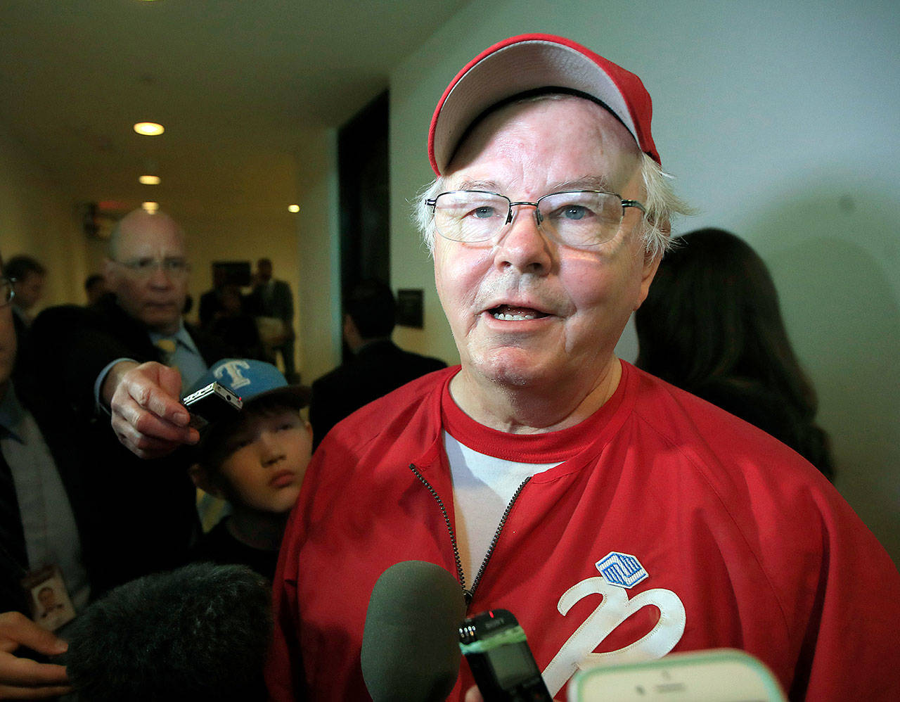 Rep. Joe Barton, R-Texas, speaks to reporters on Capitol Hill in Washington on June 14 about the incident in which House Majority Whip Steve Scalise of Louisiana and others were shot during a congressional baseball practice. (AP Photo/Manuel Balce Ceneta, File)