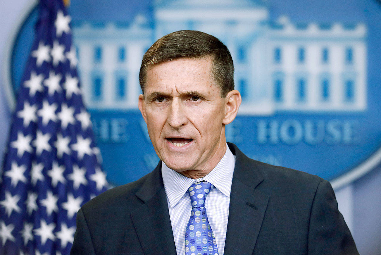 Then-National Security Adviser Michael Flynn at the White House in Washington on Feb. 1. (AP Photo/Carolyn Kaster, File)
