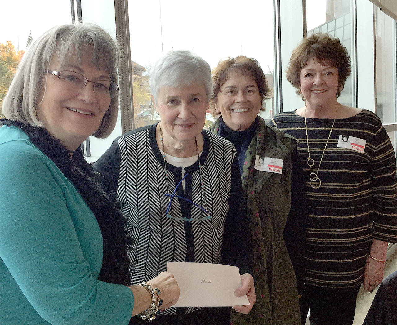 At the October board meeting, Providence General Children’s Association President Mary Lou Finley accepted a $2,000 donation from PGCA Guild 1 represented by Pat Ostolaza, Carole Matteson and Kathy Krull. (Contributed photo)