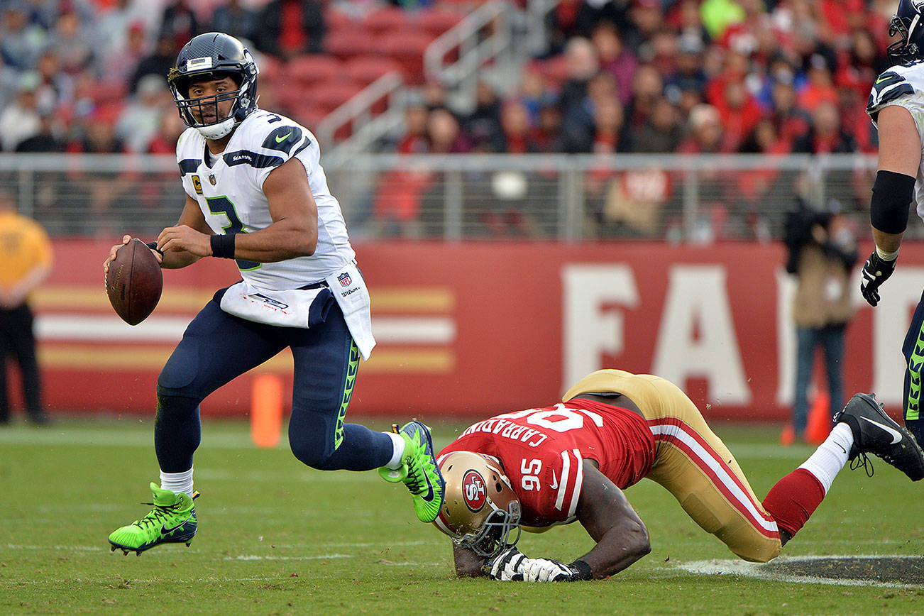No sacks for 49ers? Thank Wilson more than Seahawks’ O-line