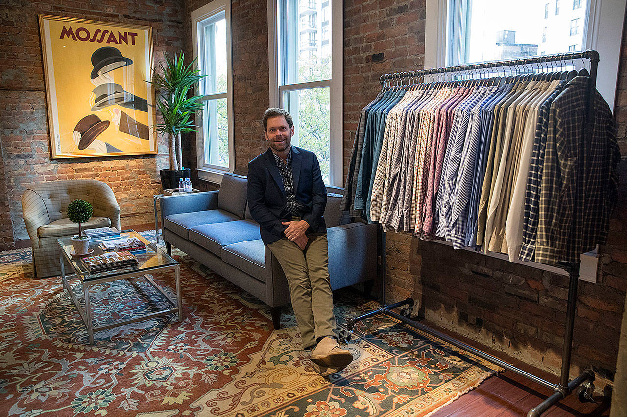 Jeff Hansen, CEO of Peter Manning, poses in the store’s showroom in New York on Nov. 21. (AP Photo/Mary Altaffer)