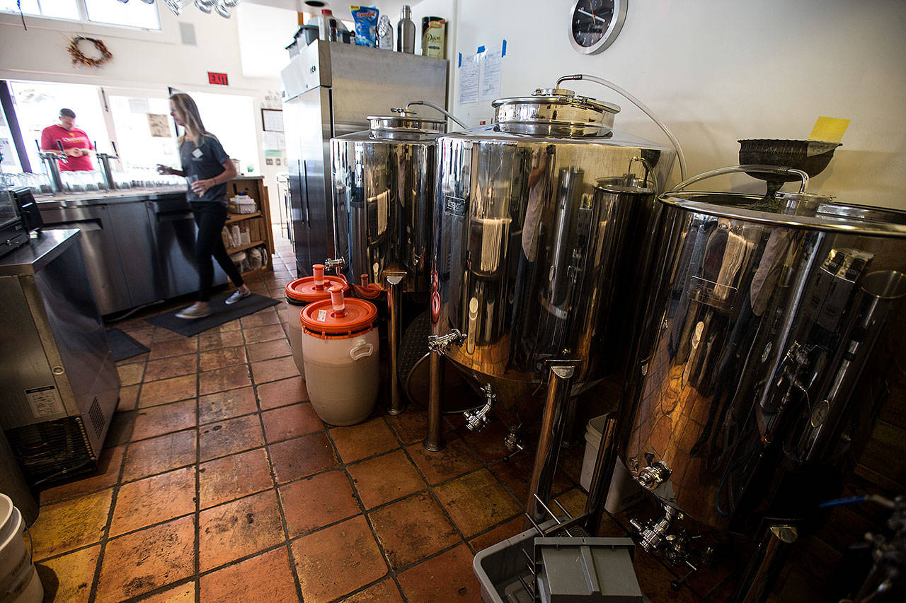Brewing equipment is seen at Double Bluff Brewing Company in Langley. (Ian Terry / Herald file)