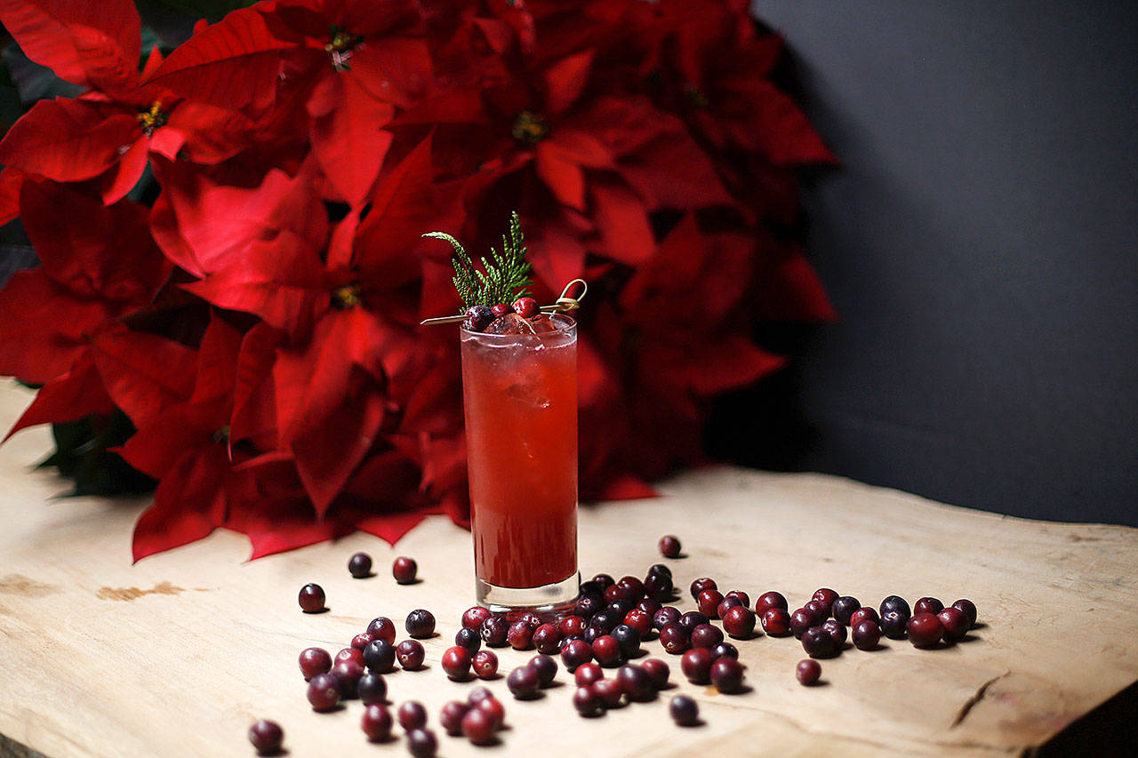 The Winter Spritz captures the holiday season with an allspice cranberry soda. (Bluewater Distilling)