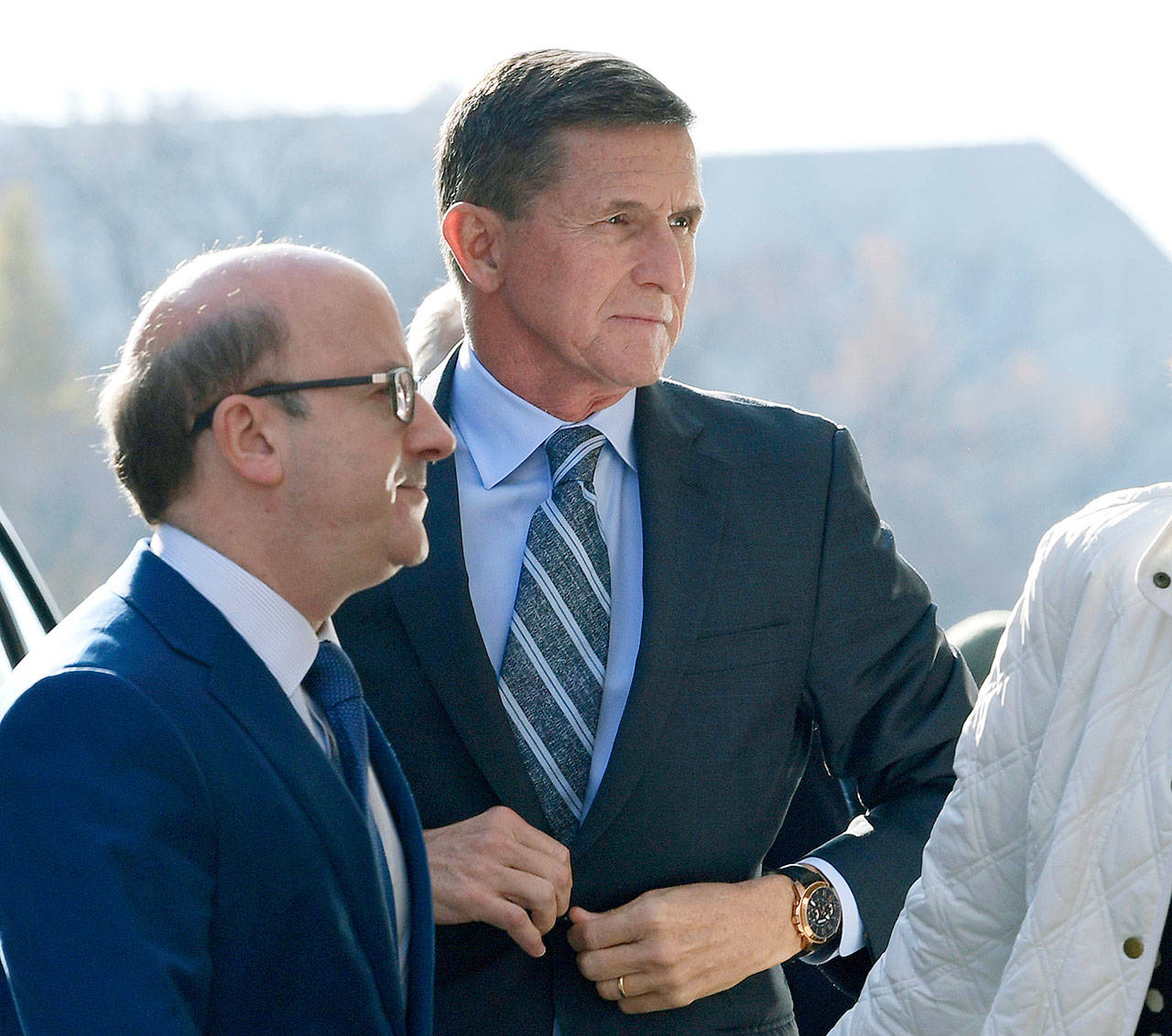 Former national security adviser Michael Flynn arrives at federal court in Washington on Friday. (AP Photo/Susan Walsh)