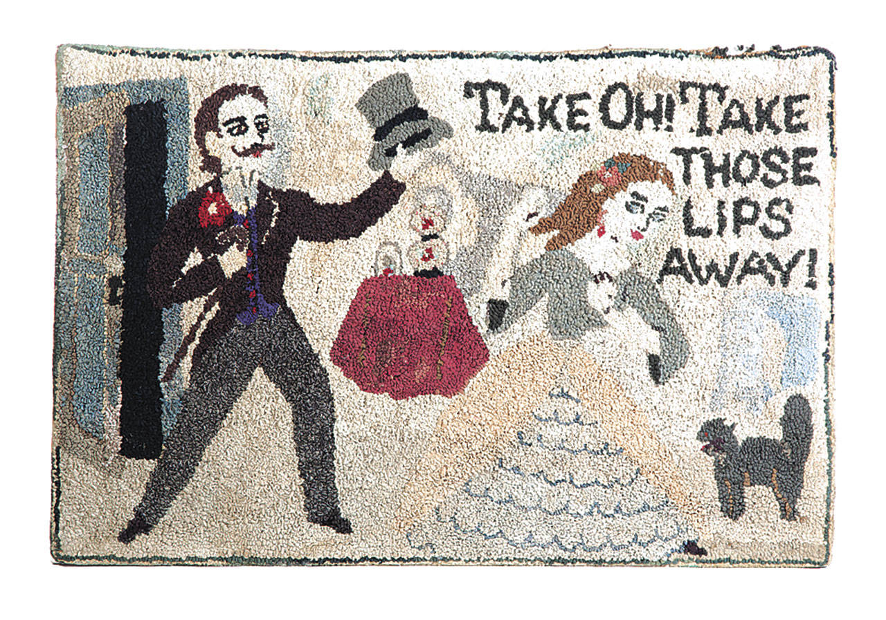 An early-20th-century rug, 33 inches by 50 inches and perhaps a Hutchinson design, sold at a Garth’s auction in Ohio recently for $1,560. (Cowles Syndicate Inc.)