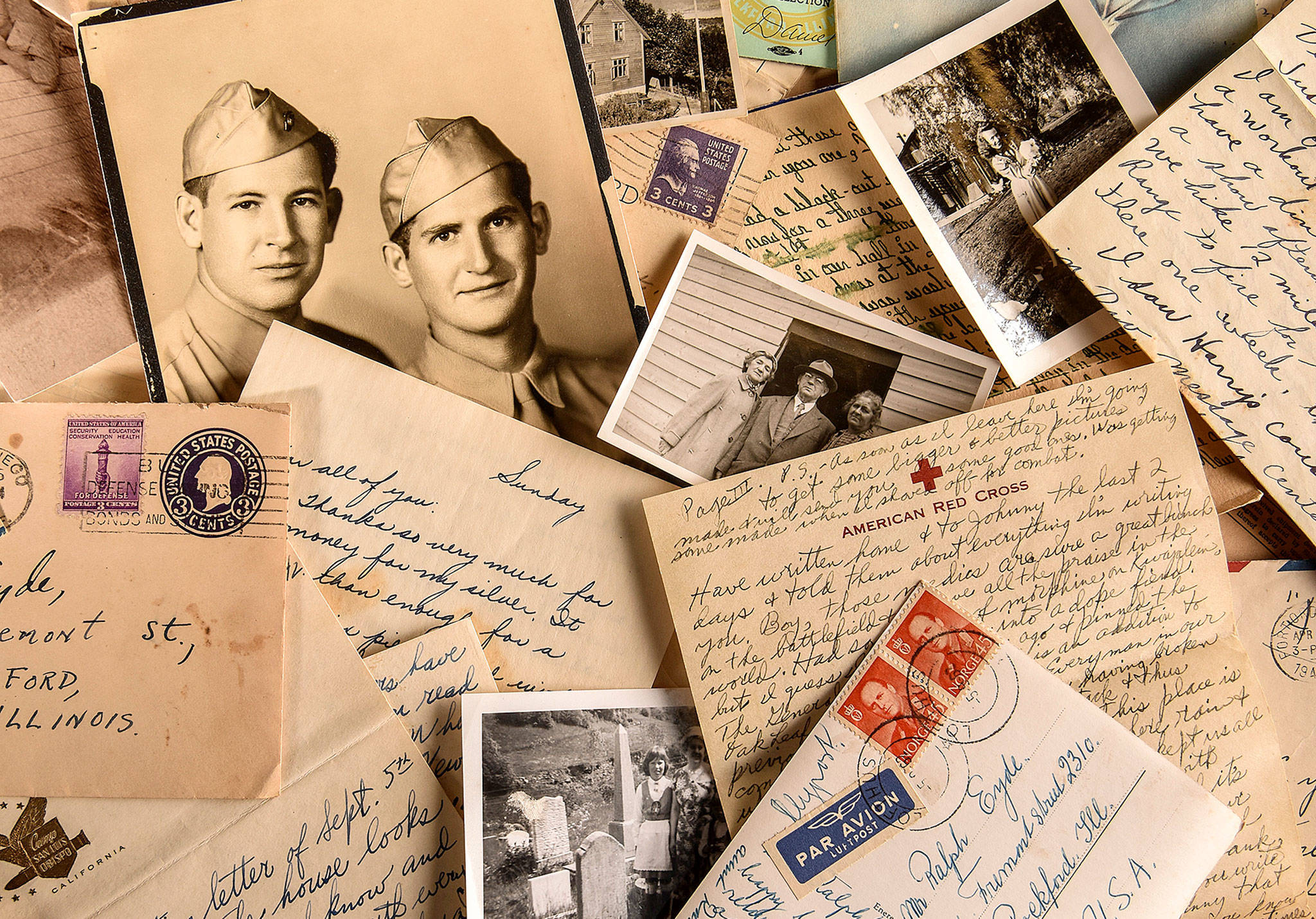 Some of the hundreds of letters written during and after World War II, mostly by members of a single family — the Eydes of Rockford, Illinois. (Bill O’Leary / Washington Post)