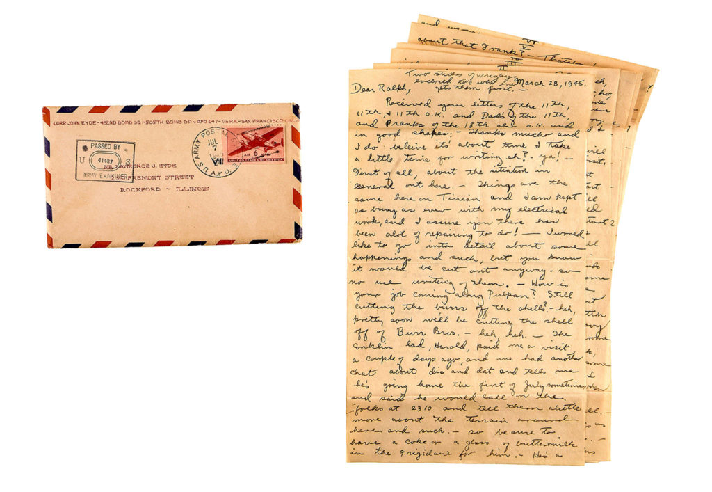 One of the hundreds of letters written during and after World War II, mostly by the members of a single family — the Eydes of Rockford, Illinois. (Bill O’Leary / Washington Post)
