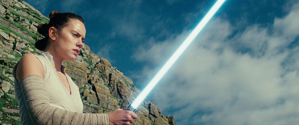 Daisy Ridley again plays Rey in “Star Wars: The Last Jedi.” (Lucasfilm via AP)
