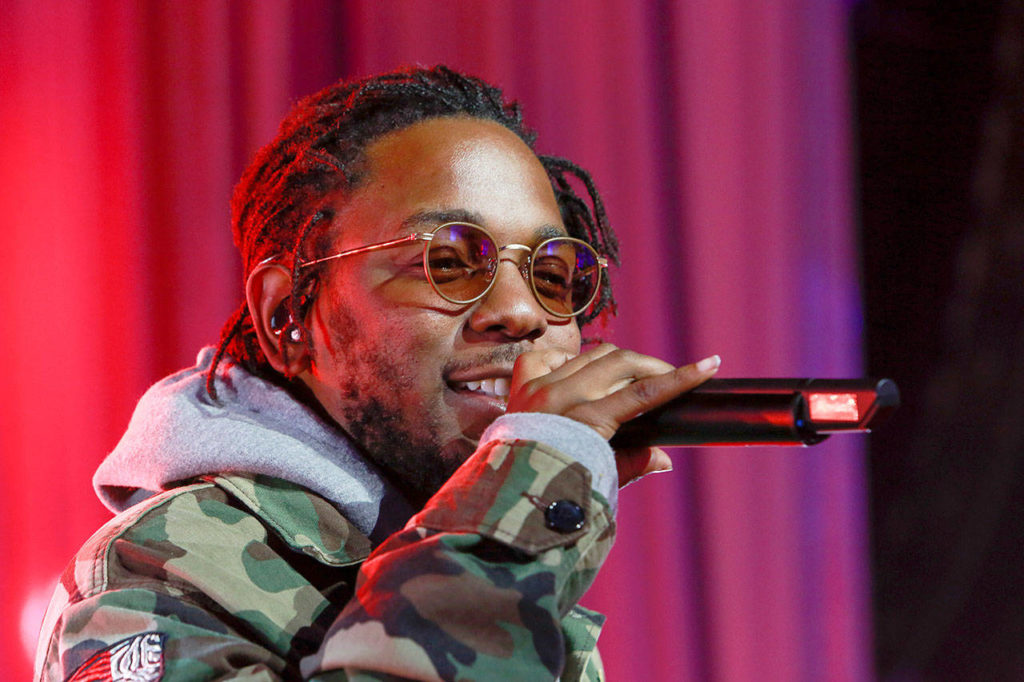Kendrick Lamar performs in MTV’s Upfronts at Skylight at Moynihan Station on April 21 in New York. The rapper’s “DAMN” is the writer’s second favorite album. (Photo by Mark Von Holden/Invision/AP)
