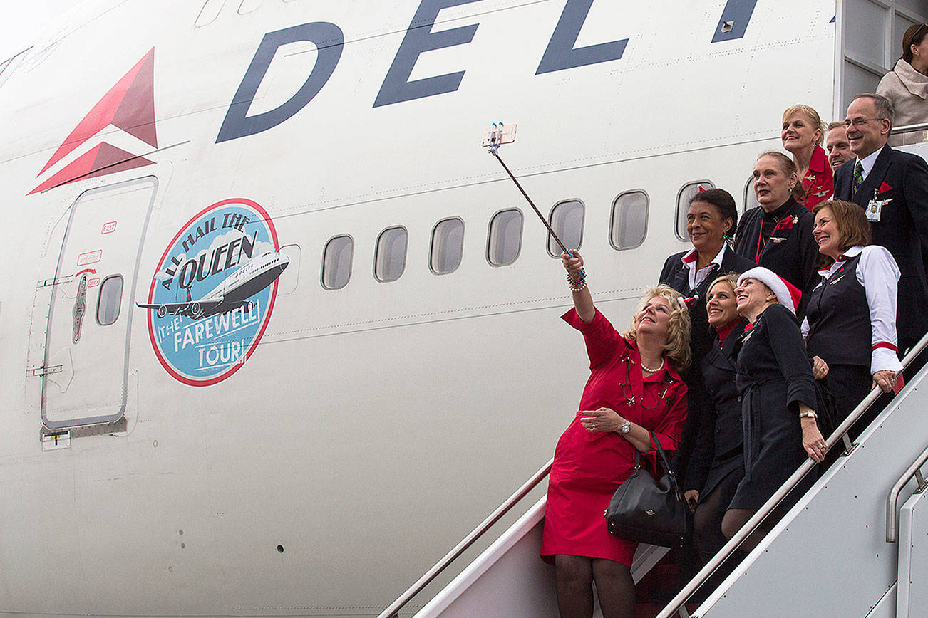 Delta’s farewell tour for the Boeing 747 stops in Everett