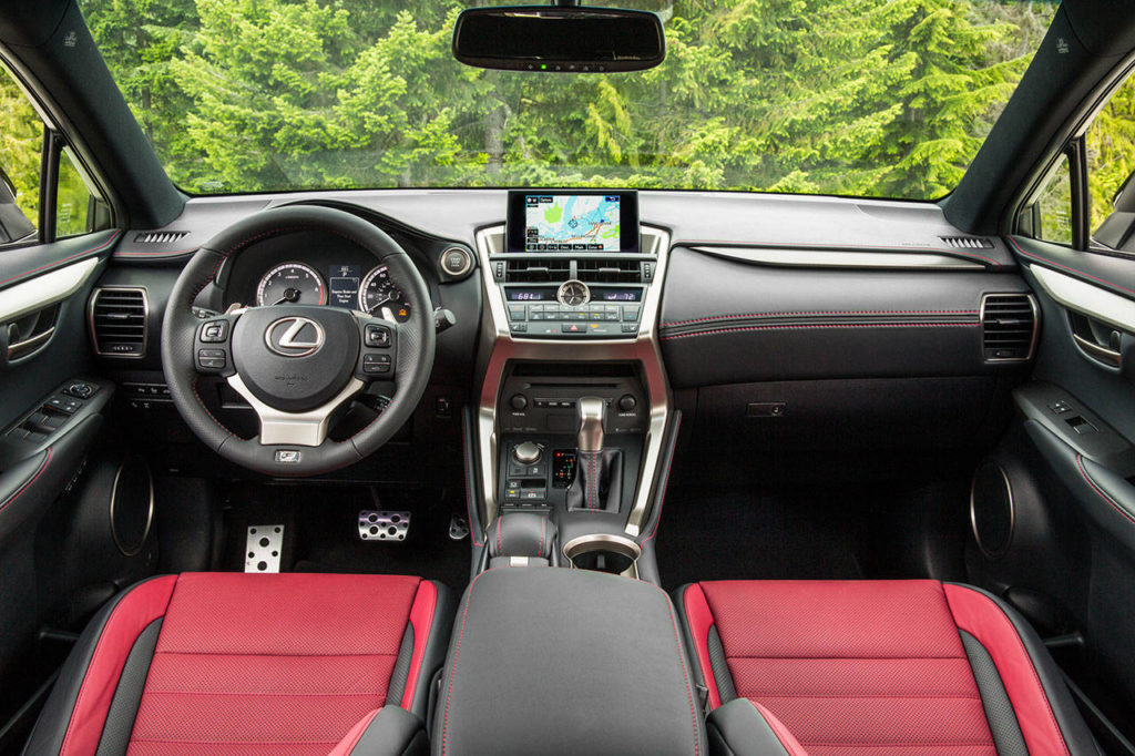 NuLuxe sport seats and Lexus LFA supercar inspired instrumentation are highlights inside the Lexus NX 200t F Sport. (Manufacturer photo)
