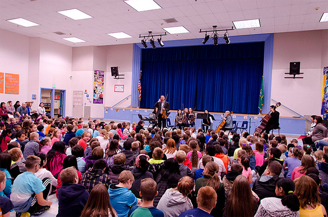 Pacifica Chamber Orchestra recently performed a free concert at Jackson Elementary School in Everett. (Contributed photo)