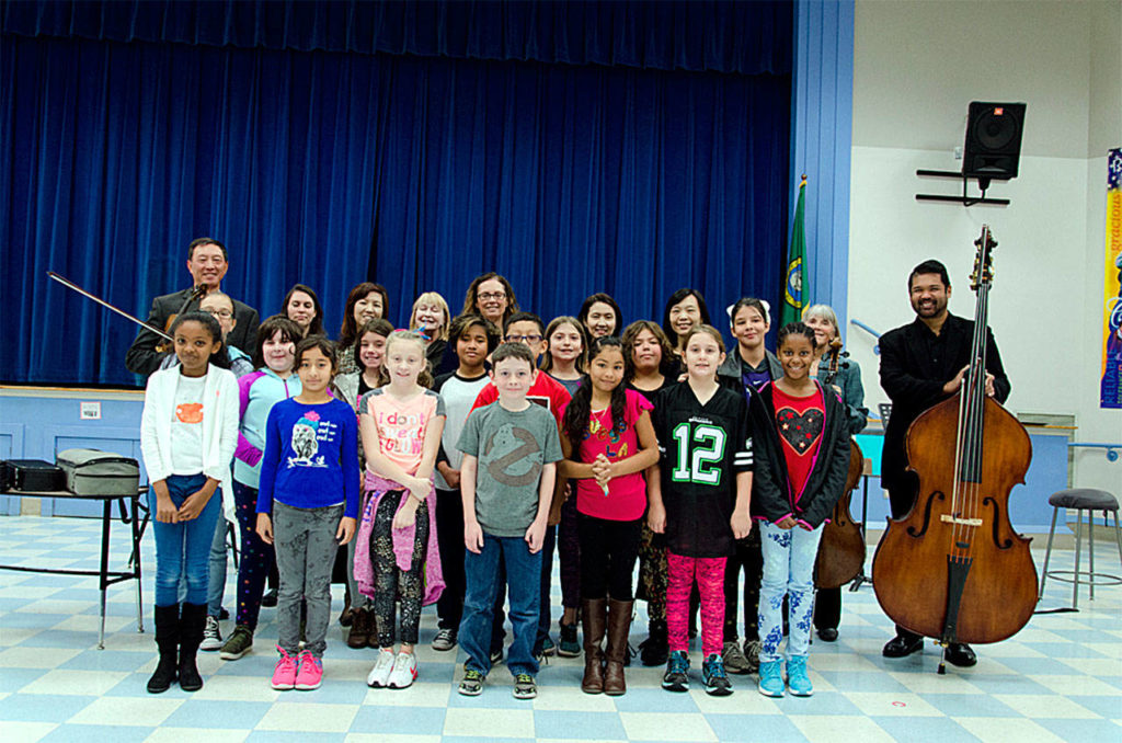 Pacifica Chamber Orchestra recently performed a free concert at Jackson Elementary School in Everett. (Contributed photo)
